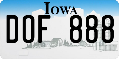 IA license plate DOF888