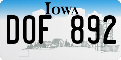 IA license plate DOF892
