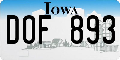 IA license plate DOF893