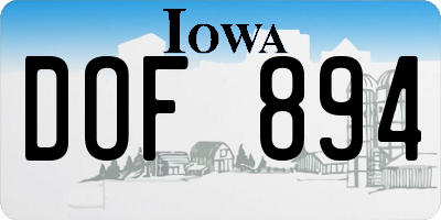 IA license plate DOF894