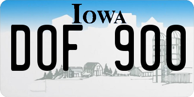 IA license plate DOF900