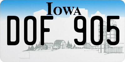 IA license plate DOF905