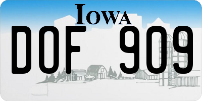 IA license plate DOF909