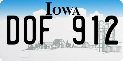 IA license plate DOF912