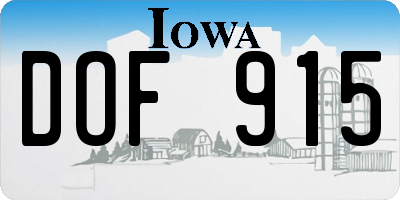 IA license plate DOF915