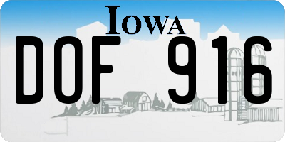 IA license plate DOF916