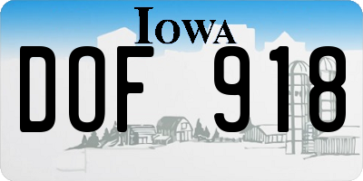 IA license plate DOF918