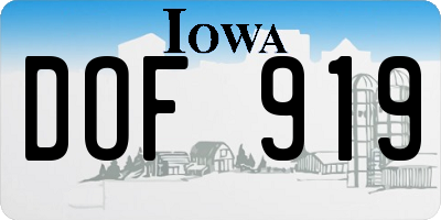 IA license plate DOF919