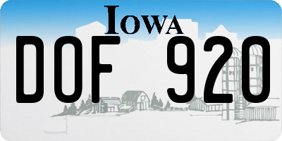 IA license plate DOF920