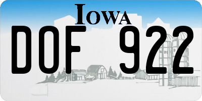 IA license plate DOF922