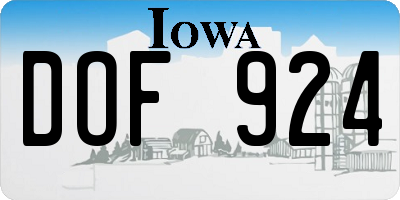 IA license plate DOF924