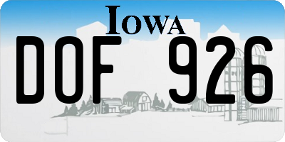 IA license plate DOF926