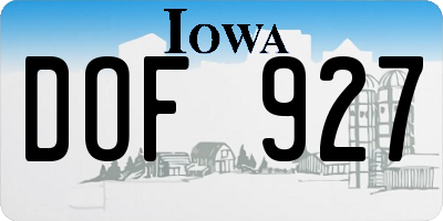 IA license plate DOF927