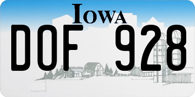 IA license plate DOF928