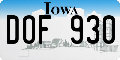 IA license plate DOF930