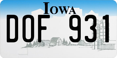 IA license plate DOF931