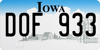 IA license plate DOF933