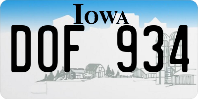 IA license plate DOF934