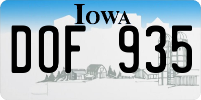 IA license plate DOF935