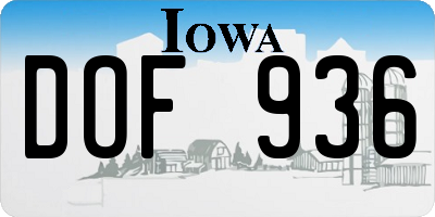 IA license plate DOF936