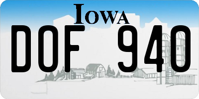 IA license plate DOF940