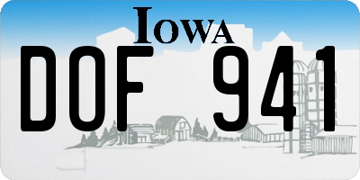 IA license plate DOF941