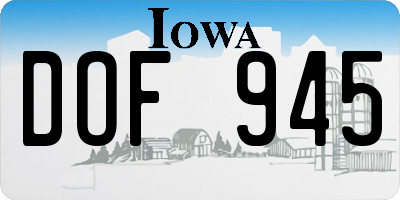 IA license plate DOF945