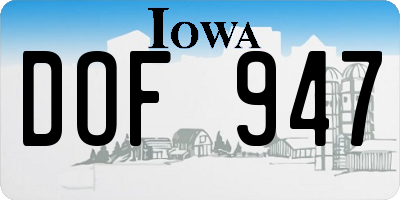 IA license plate DOF947