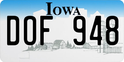 IA license plate DOF948