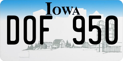 IA license plate DOF950