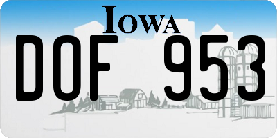 IA license plate DOF953