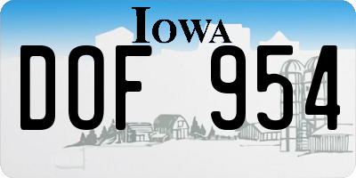 IA license plate DOF954