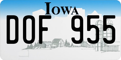 IA license plate DOF955
