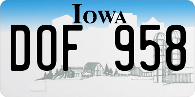 IA license plate DOF958