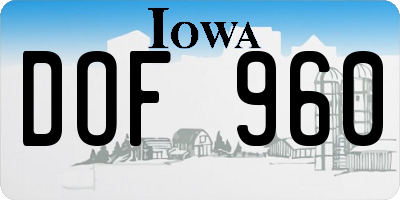 IA license plate DOF960