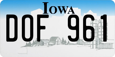 IA license plate DOF961