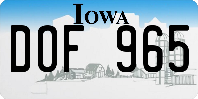 IA license plate DOF965