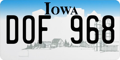 IA license plate DOF968