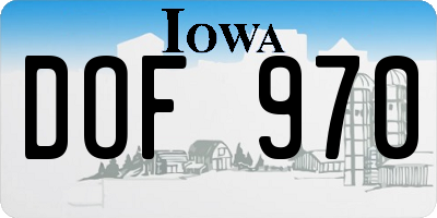 IA license plate DOF970