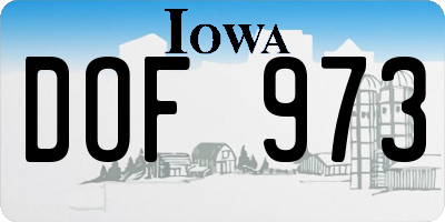 IA license plate DOF973