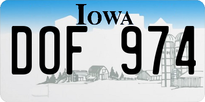 IA license plate DOF974
