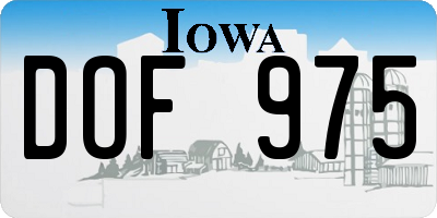 IA license plate DOF975
