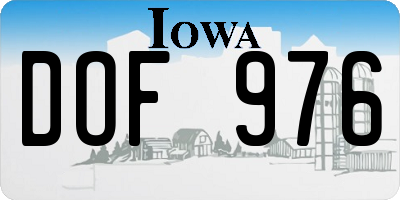 IA license plate DOF976