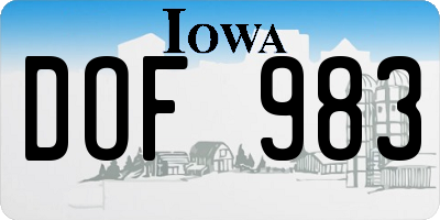IA license plate DOF983