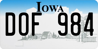 IA license plate DOF984