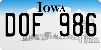 IA license plate DOF986