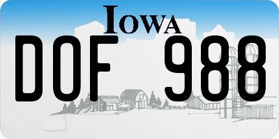 IA license plate DOF988