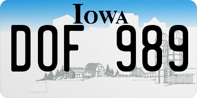 IA license plate DOF989