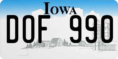 IA license plate DOF990