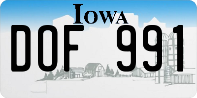IA license plate DOF991